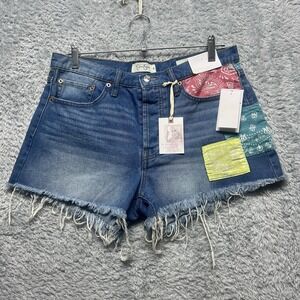 Jessica Simpson Shorts Womens 29 Blue Patchwork Cutoff Micro Daisy Dukes Cowgirl